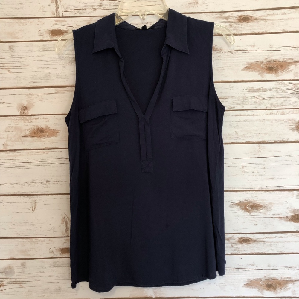 Spense Sleeveless Split Neck Blouse